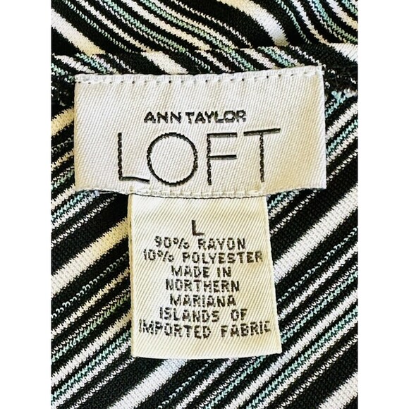 Ann Taylor Loft Women Size L Sleeveless Side Tie Striped Blouse Career Feminine - Picture 9 of 10